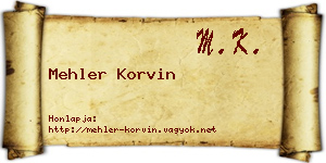 Mehler Korvin névjegykártya